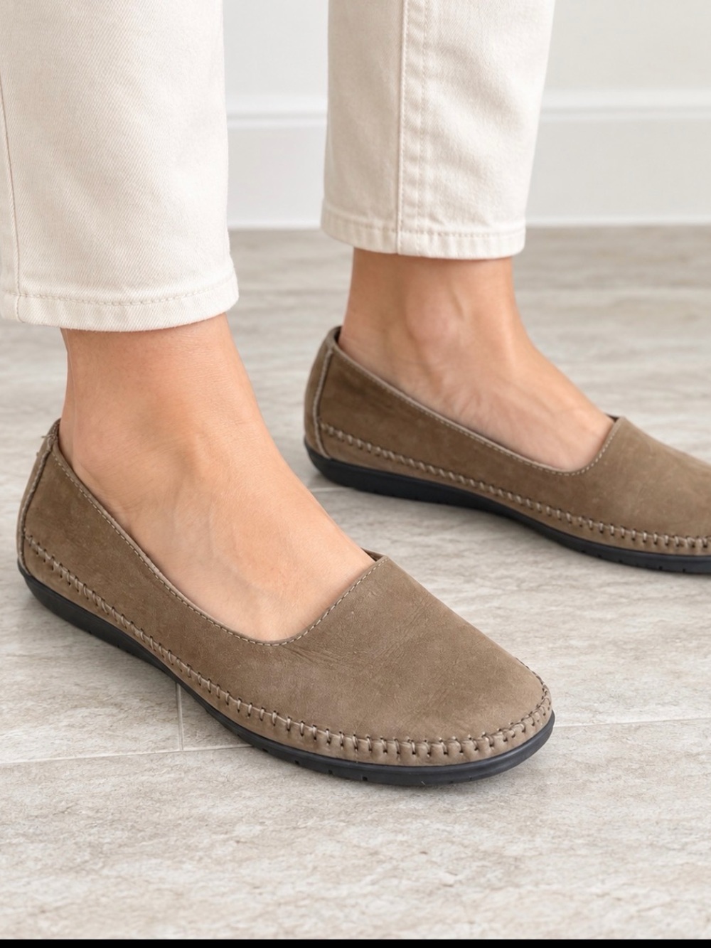 Clarks Taupe Suede Slip-On Loafers